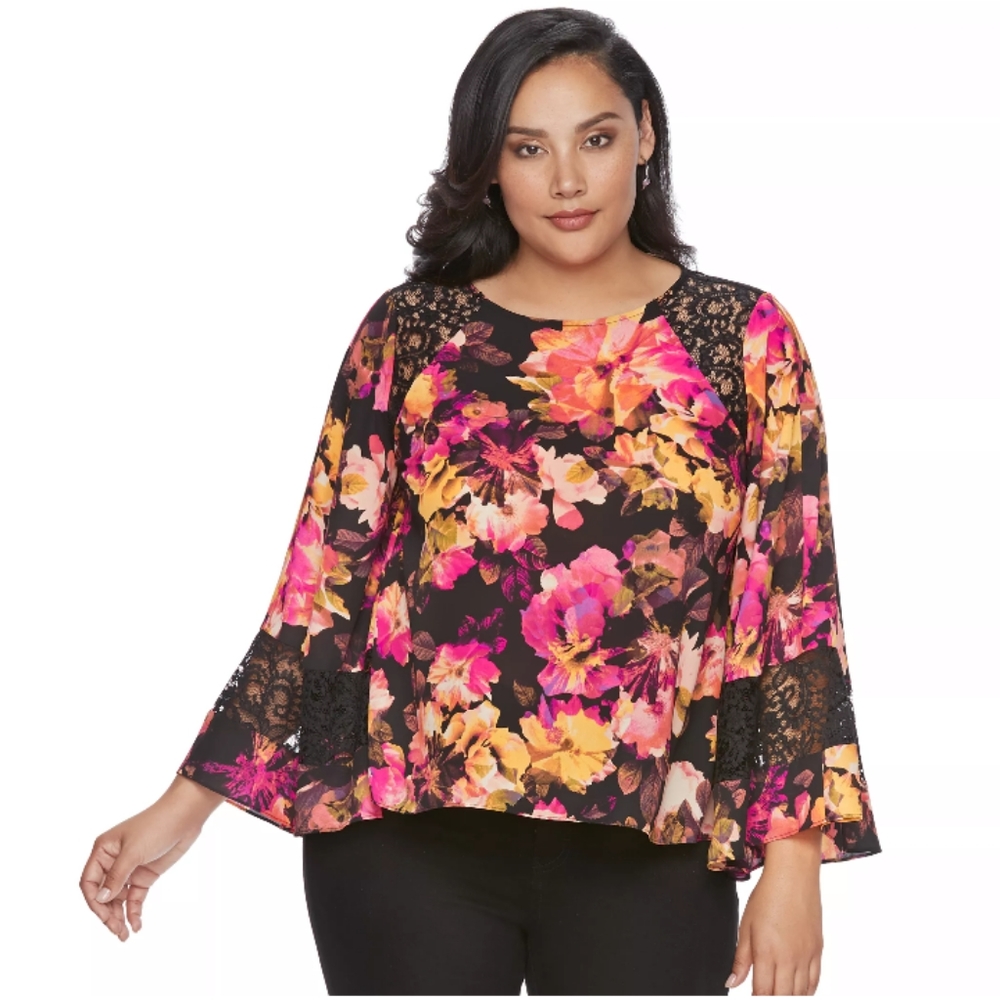 NWOT JENNIFER LOPEZ SZ 2X KAFTAN CREW NECK BLOUSE